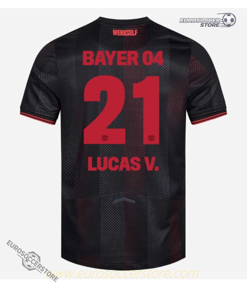 Lucas Vázquez's 21st Bayer 04 Leverkusen Home Jersey for the 25-26 season.