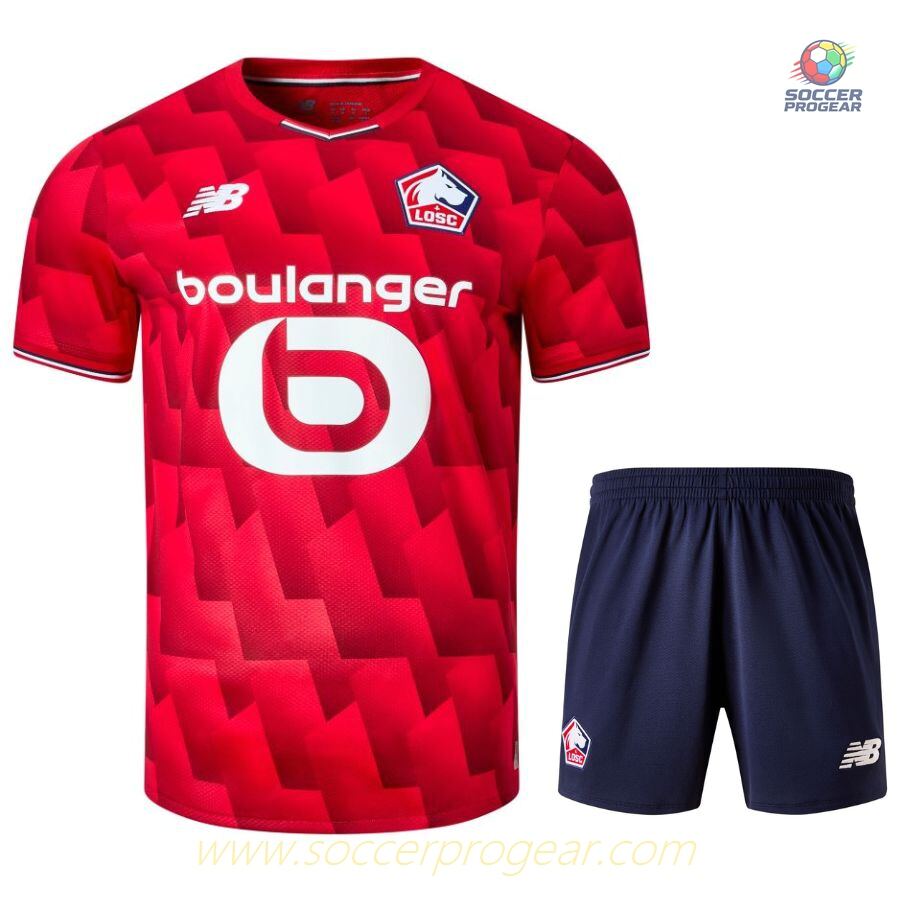 LOSC Home Soccer Jersey Set Kids Edition Soccer Football Shirt 2025-2026 Season