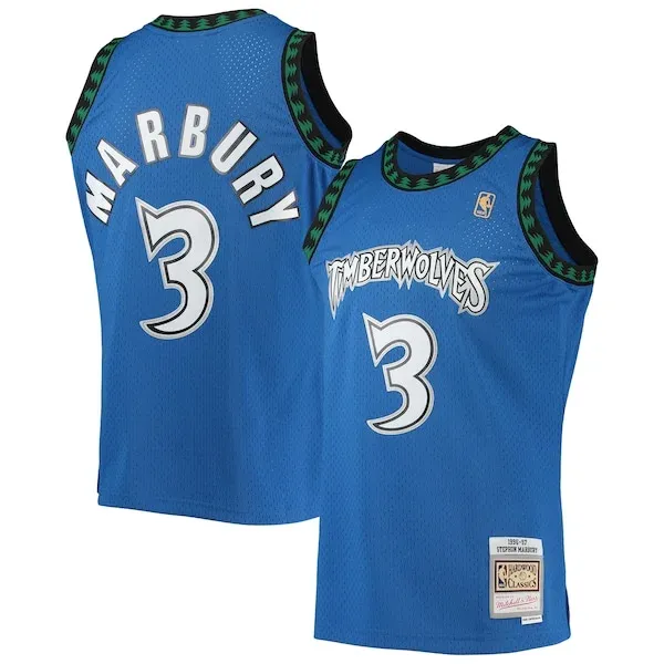 Stephon Marbury MIN High-Quality Team Jersey - Blue - Licensed Product