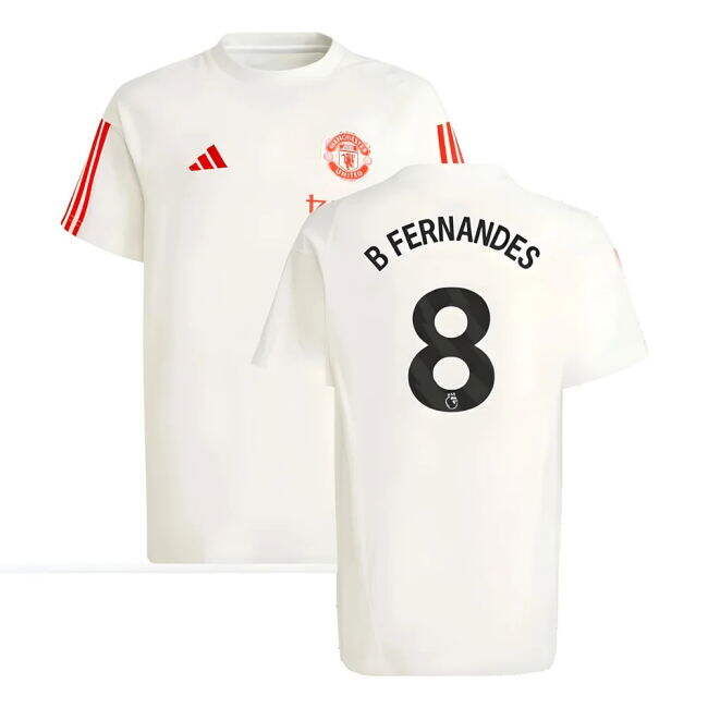 Replica Football Man Utd Training Tee White Kids B Fernandes #8 Su...