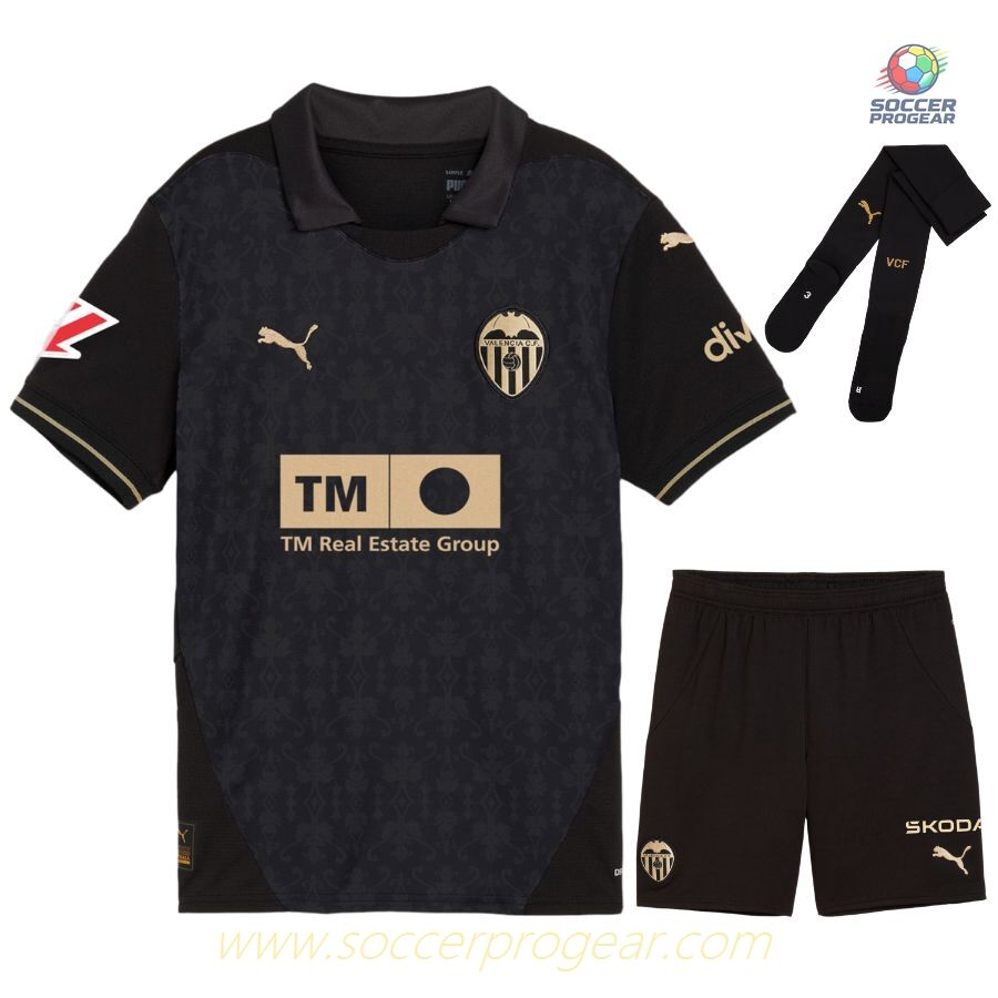 FC Valencia Away Childrenren's Jersey Set Soccer Team Shirt 2024/25 Collection