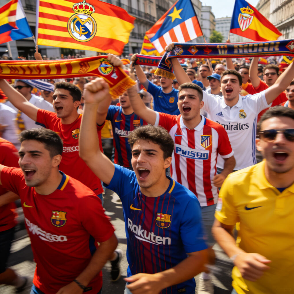 Spanish football fans wear different club jerseys: diverse regional identities and emotional connections