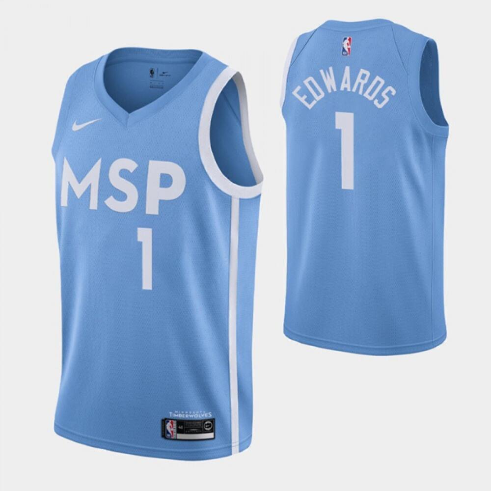 Collector's Item Limited Men's MIN #1 Anthony Blue Basketball Jersey