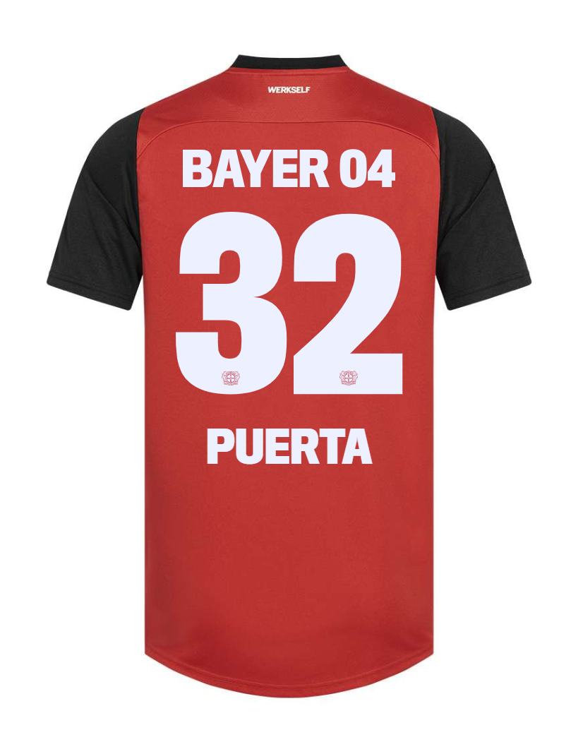 Bayer 04 Leverkusen PUERTA 32 Home Football Jersey for the 24-25 Season