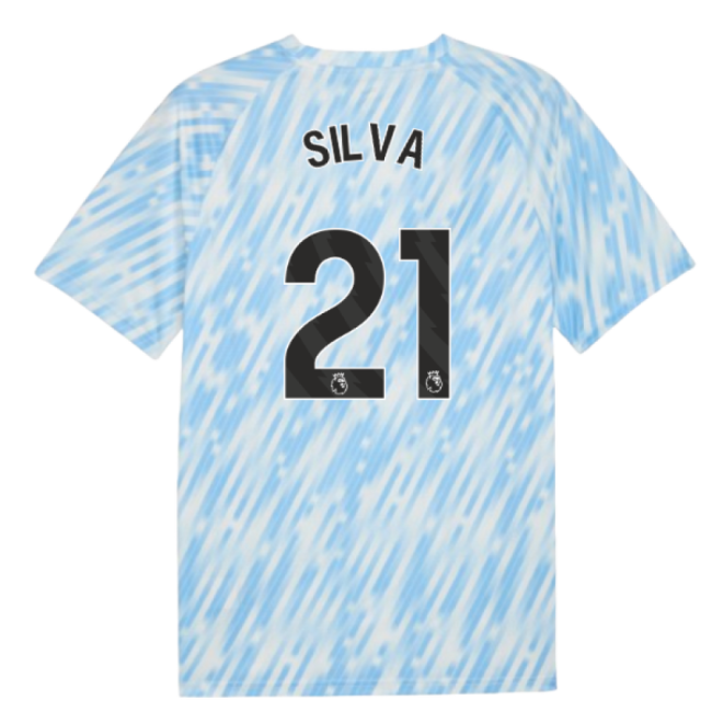 Football Man City Warm Up Jersey Silver Sky Silva #21 Professional...