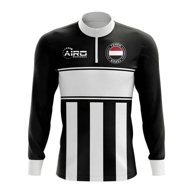 Yemen Concept Football Half Zip Midlayer Top (Black-White)