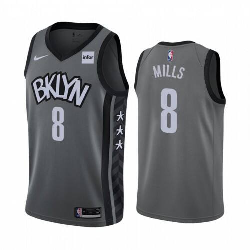 BKN #8 Patty Mills Premium 2024 Statement NBA Jersey - Gray Swingman