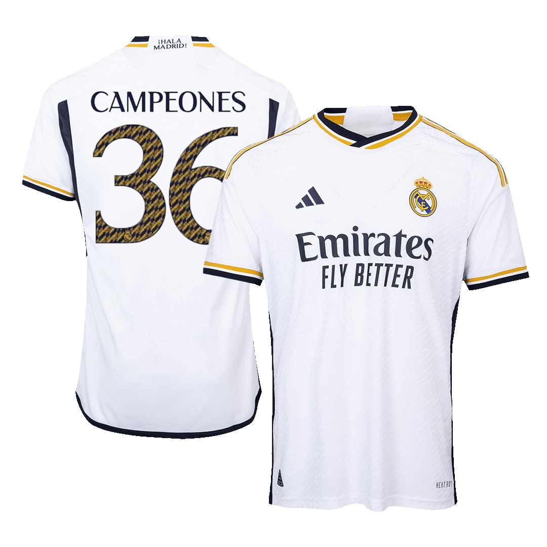 Player Version CAMPEONES #36 Real Madrid Home Soccer Jersey 2023/24Aut