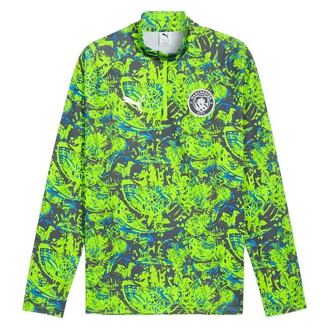 Man City Original 2025-2026 Man City Warm Up 1/4 Zip Top (Pro Green)