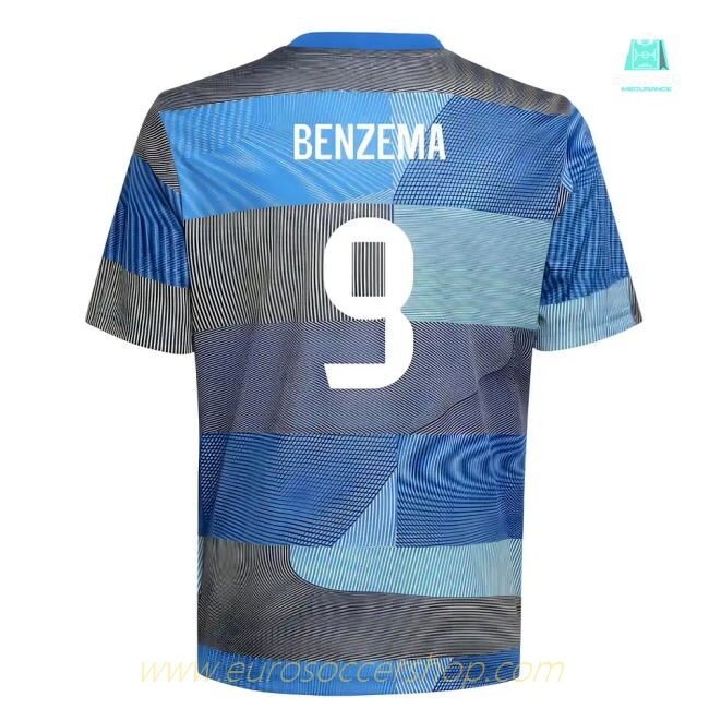 2025-2026 Real Madrid Pre-Match Shirt (Blue) - Kids (Benzema 9)