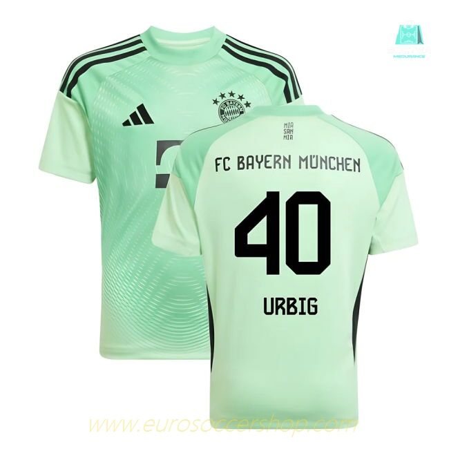 2025-2026 Bayern Munich Home Goalkeeper Shirt (Glory Mint) - Kids (Urbig 40)