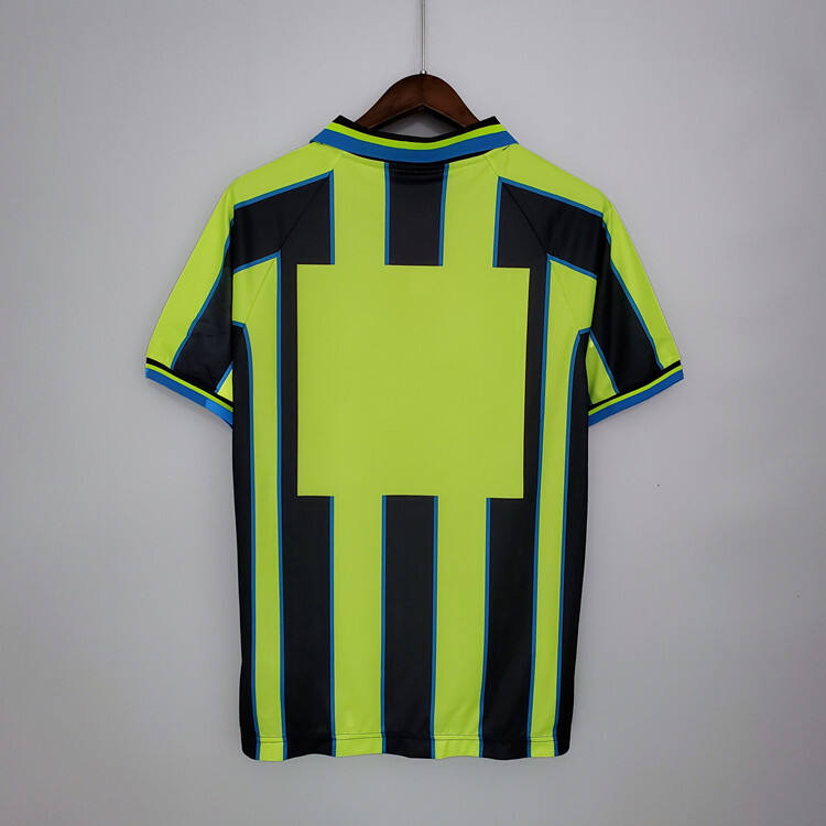 Manchester City 98-99 Away Green Retro Soccer Jersey Football Shirt -