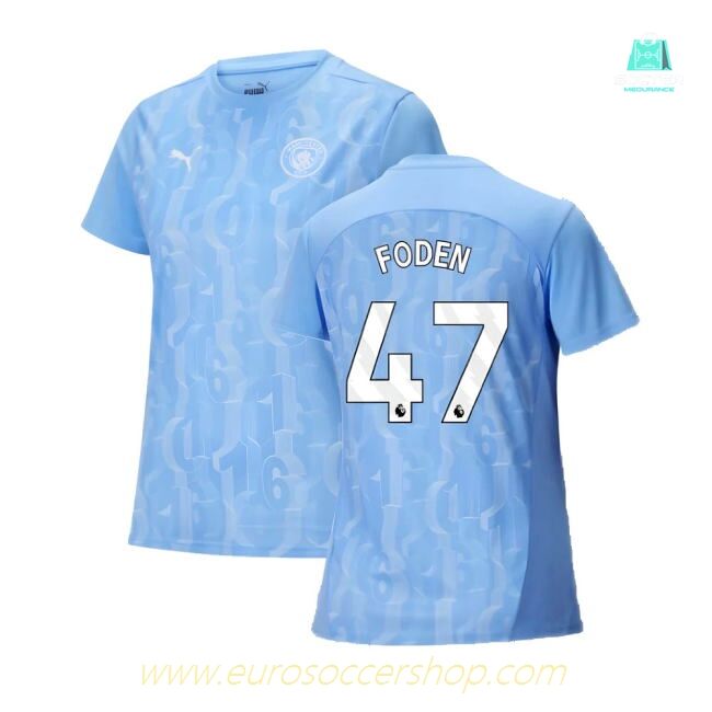 2024-2025 Man City Prematch SS Shirt (Light Blue) - Womens (Foden 47)