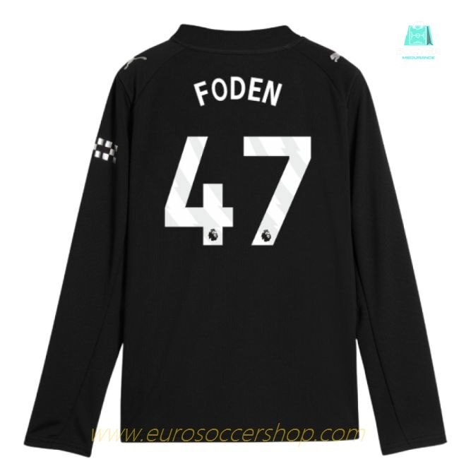 2025-2026 Man City Long Sleeve Away Shirt (Kids) (Foden 47)