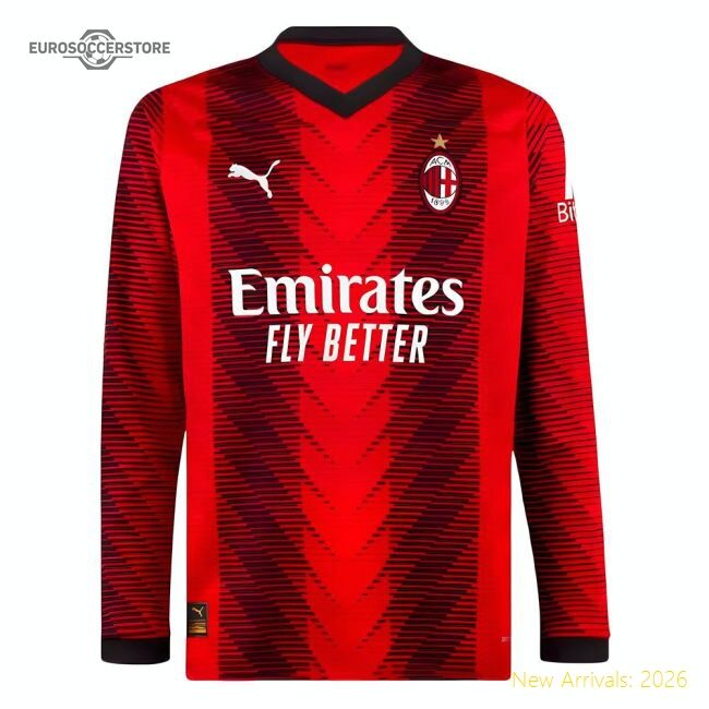 2023-2024 Ac Milan Long Sleeve Home Shirt - Competitive Price