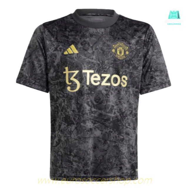 2023-2024 Man Utd Pre-Match Shirt (Black) - Kids (Your Name)
