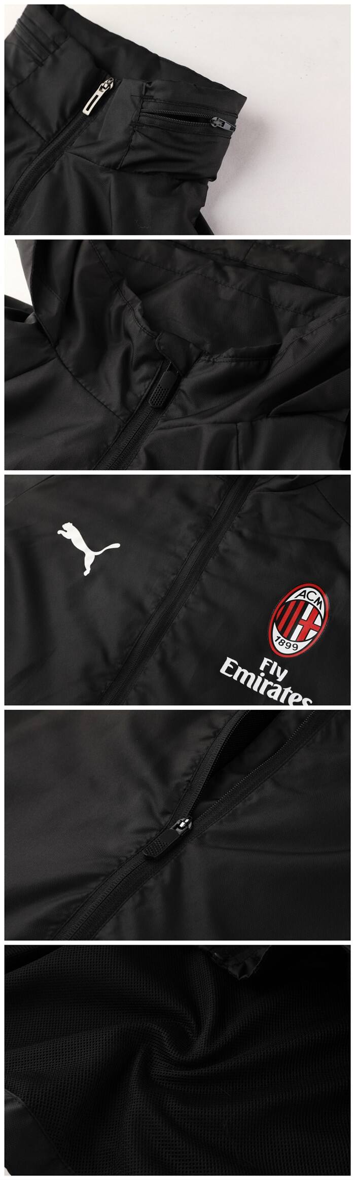 Performance Driven AC Milan 2019-20 Black Hoody Woven Windrunner