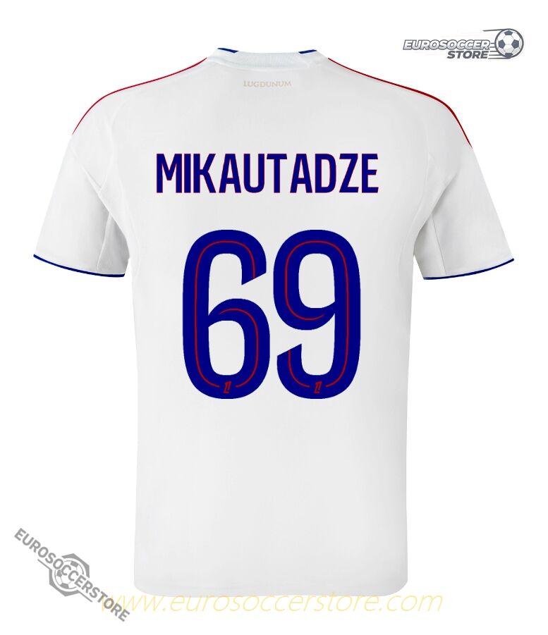 Lyon Home MIKAUTADZE 69 Jersey for the 25-26 season of Olympique Lyonnais.