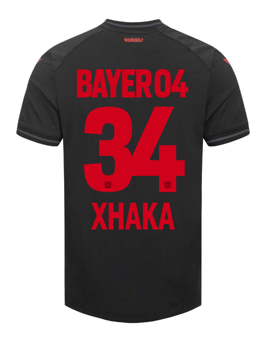 Bayer 04 Leverkusen XHAKA 34 Home Jersey for the 23-24 Season