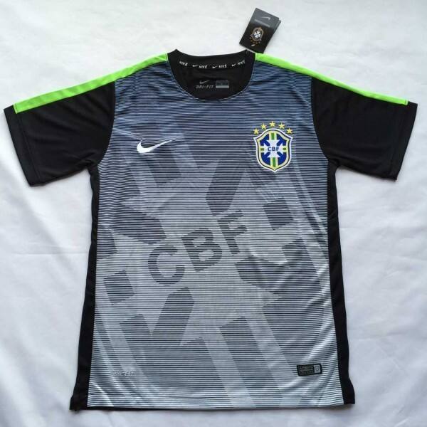 Brazil 2015-16 Black-Grey Training Shirt - Official Replica 13005