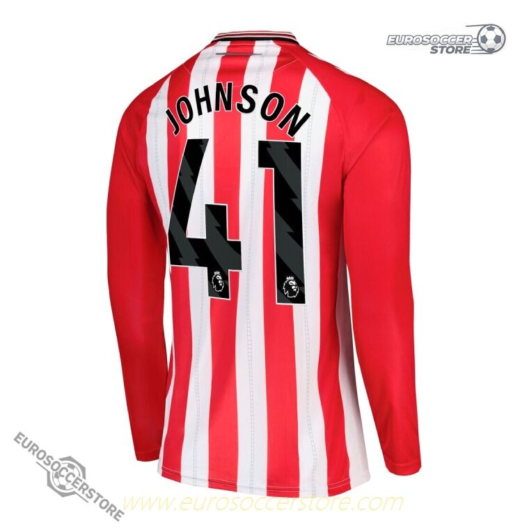 Sunderland 25-26 Season Home Long Sleeve Jersey with JOHNSON 41 Printing