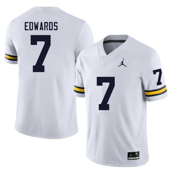 Men Michigan Wolverines White #7 Jordan White Performance Football