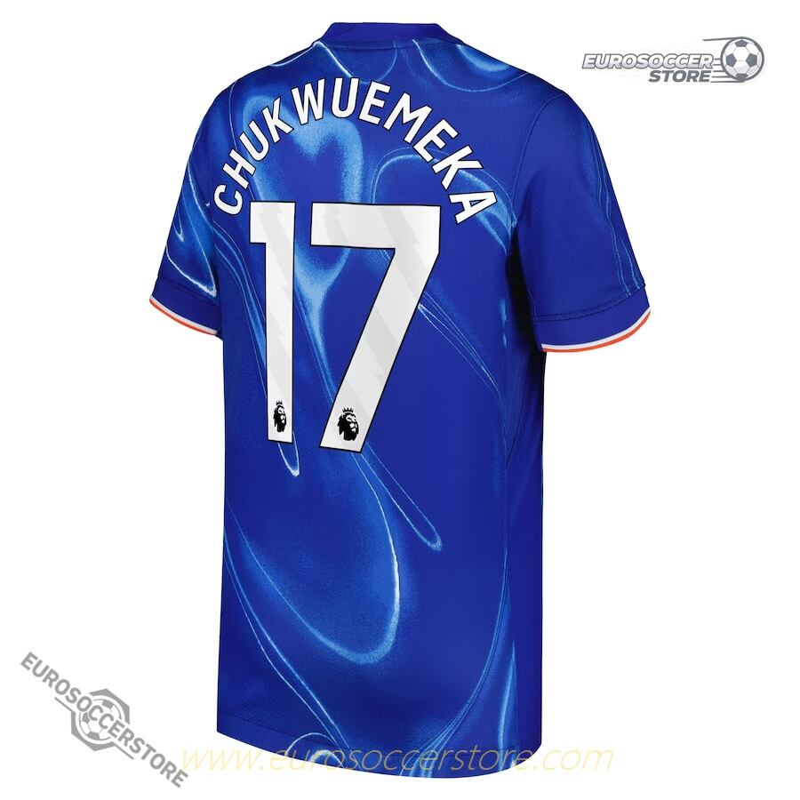 Chelsea 24-25 Home Jersey with Chukwuemeka's Name and Number 17
