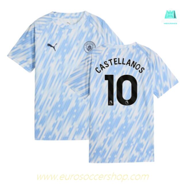 2025-2026 Man City Warm Up Jersey (Silver Sky) - Kids (Castellanos 10)