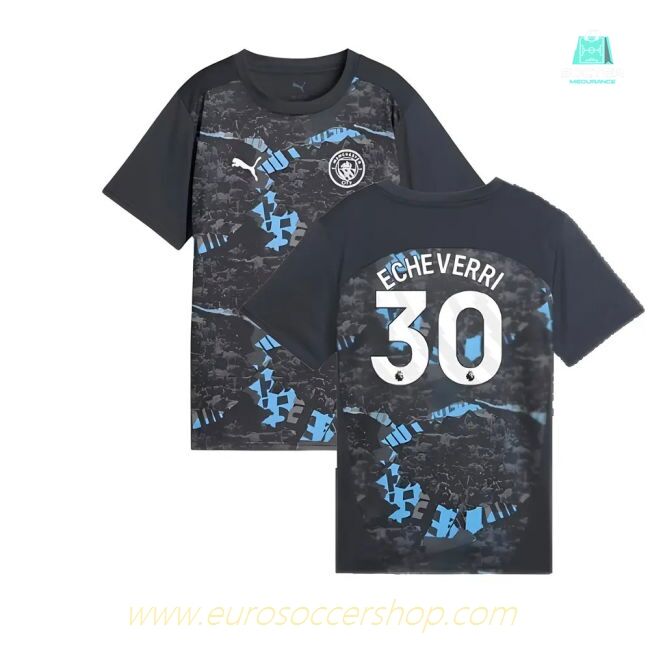 2024-2025 Man City Prematch SS Jersey (Strong Gray) - Kids (Echeverri 30)
