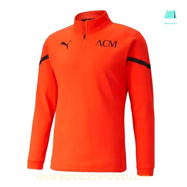 2021-2022 AC Milan Pre-Match Half Zip Top (Red)