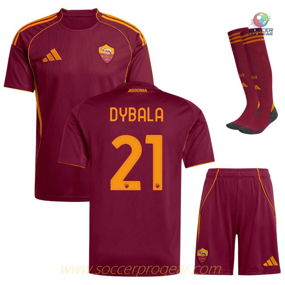 AS Roma Home Youth Soccer Uniform Team Shirt 2025/26 Collection Dybala