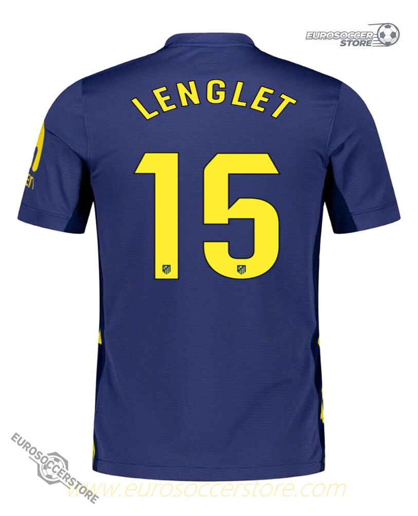 Away Jersey of Atletico Madrid Featuring LENGLET with Number 15 for the 25-26 Season