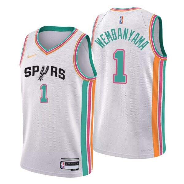 San Antonio Spurs #1 Victor Wembanyama Men¡¯s Nike White 2021/22 Swingman NBA Jersey ¨C City Edition