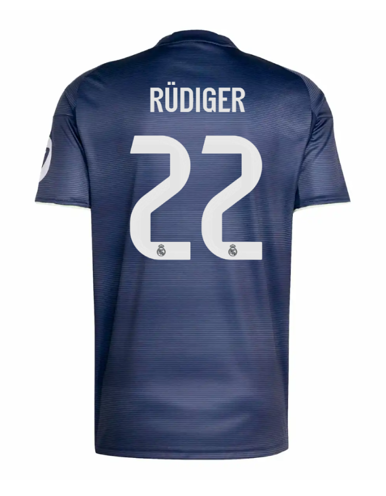 Real Madrid 25-26 Season Away Version Jersey with Rüdiger's Name and Number 22