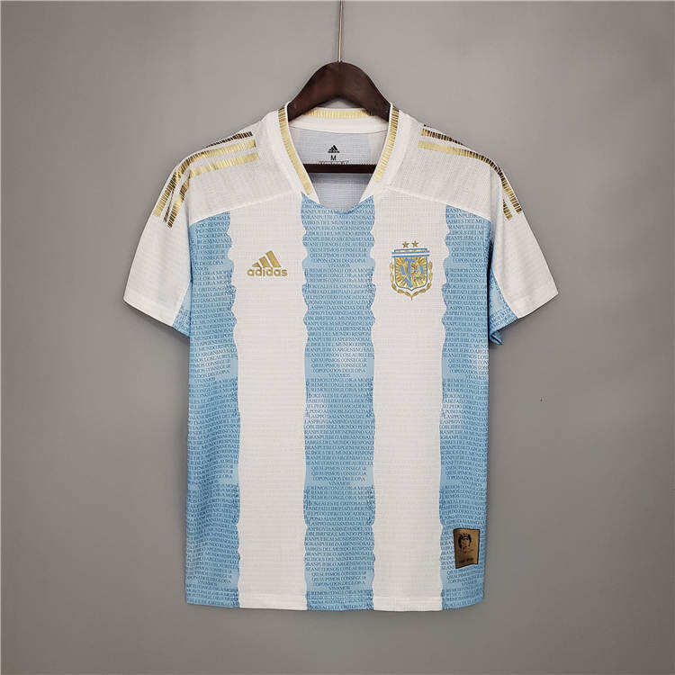 2021 Argentina Maradona Commemorative Edition White Soccer Jersey