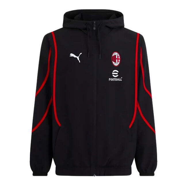 2024-2025 AC Milan Prematch Woven Jacket (Black)