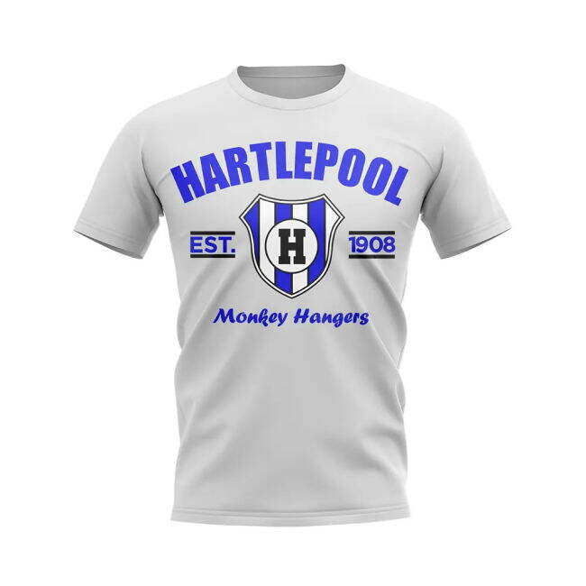 Trendy Hartlepool Established Football T-Shirt (White) for Match Day