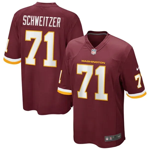 None Wes Schweitzer Game Jersey - Burgundy | NFL Player Jersey