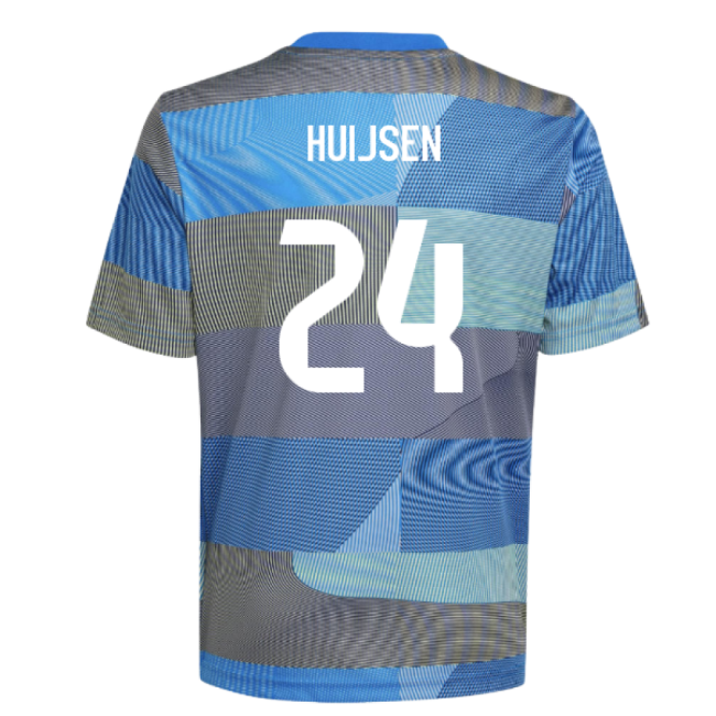 2025-2026 Real Madrid Pre-Match Shirt (Blue) - Kids (Huijsen 24) - ...