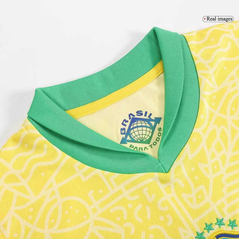 Brazil Kid¡®s Home Soccer Jerseys (Jersey+Short) Kit 2024Authentic Kit