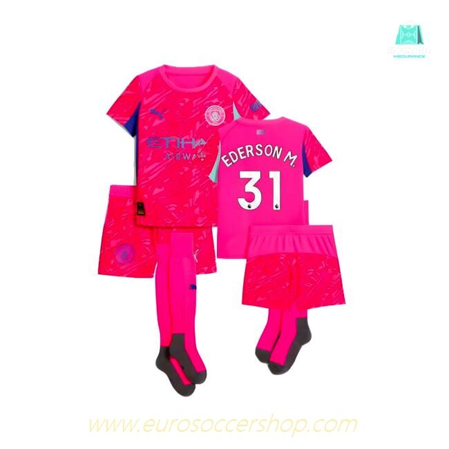 2025-2026 Man City Home Goalkeeper Mini Kit (Pink) (Ederson M. 31)