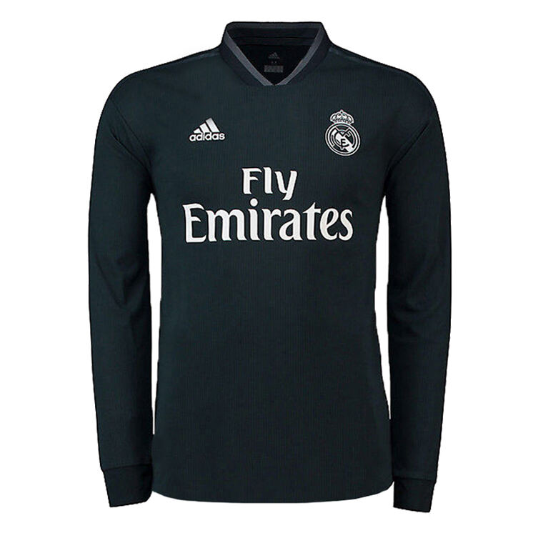 Real Madrid Away 201819 LS Black Soccer Jersey Shirt - Official