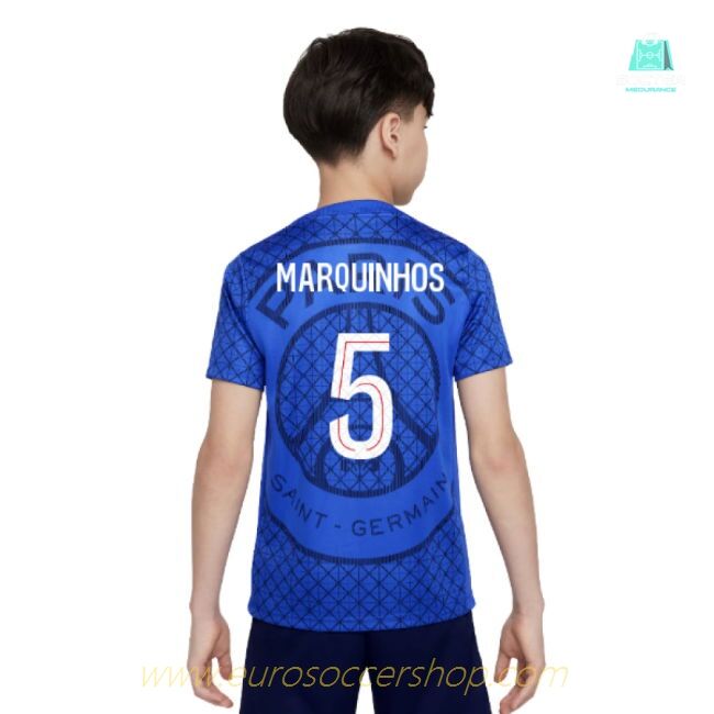 2025-2026 PSG Academy Pro Home Pre Match Shirt (Royal) - Kids (Marquinhos 5)