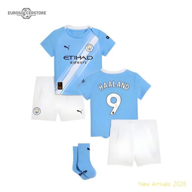 Official 2025-2026 Man City Home Baby Kit (haaland 9) - Premium
