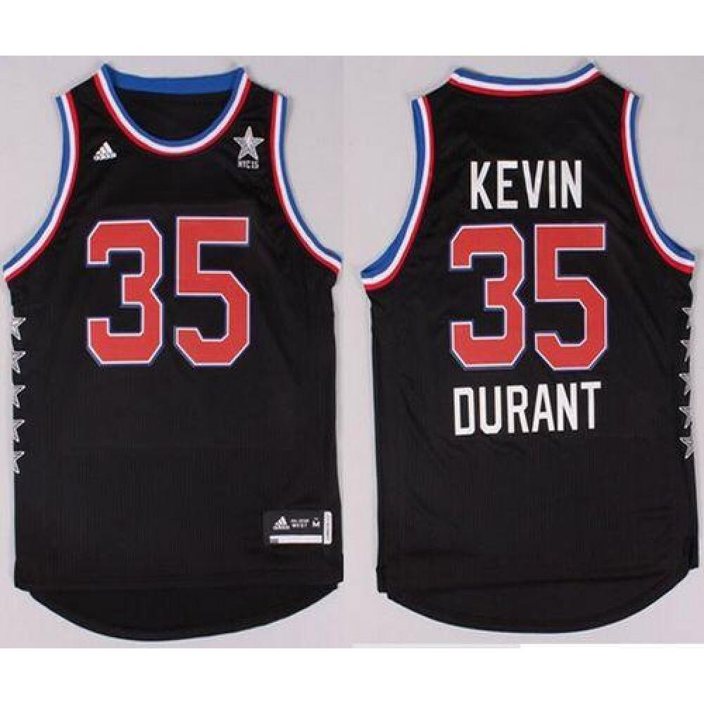 Thunder #35 Kevin Durant Black 2015 All Star Stitched NBA Jersey