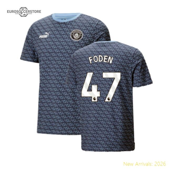 Authentic 2024-2025 Man City Ftblculture Tee Aop (navy) - Kids (foden