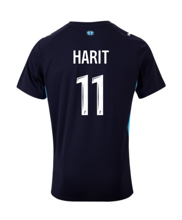 Away Jersey of Marseille, featuring HARIT with the number 11 for the 25-26 season
