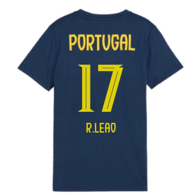 2025-2026 Portugal Casuals Tee (persian Blue) - Kids (r.leao 17