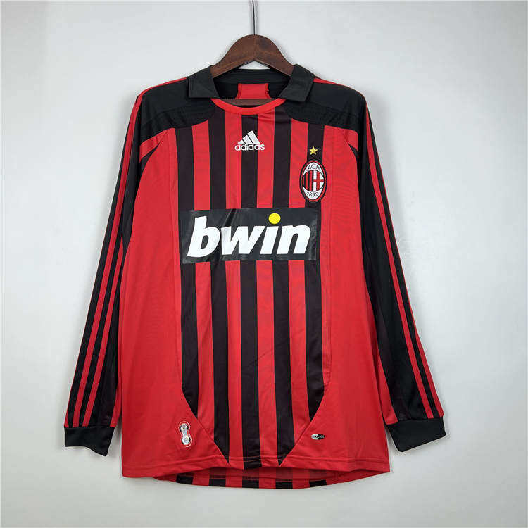AC Milan 0708 Home Retro Long Sleeve Shirt - Official Replica 8825