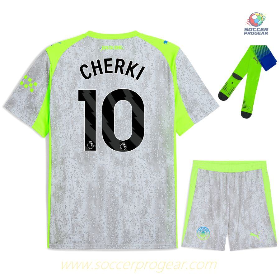 Manchester City Third Kids Edition Kit Soccer Shirt 2025-26 Edition Cherki